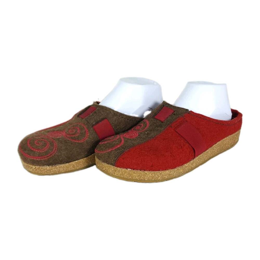 Haflinger Women's EU40 US9,5 Magic Red Boiled Felted Pure New Wool Slippers